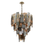 Люстра с многослойными стеклянными панелями янтарного и дымчатого цвета Textured Glass Chandelier варинант исполнения - 3 | Loft Concept в Санкт-петербурге