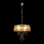 Люстра подвесная круглая с тканевым полупрозрачным абажуром и подвесками 4 лампы Gilded Elegance варинант исполнения - 1 | Loft Concept в Санкт-петербурге