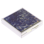 Таблетница карманная квадратная с 4-мя отделениями с зеркалом и накладкой из натурального камня Содалит Silver Stone Pillboxes варинант исполнения - 1 | Loft Concept в Санкт-петербурге