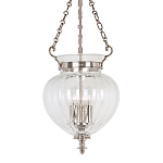 Подвесной светильник цвета никель с прозрачным ребристым стеклянным плафоном в классическом стиле Elstead Lighting варинант исполнения - 1 | Loft Concept в Санкт-петербурге