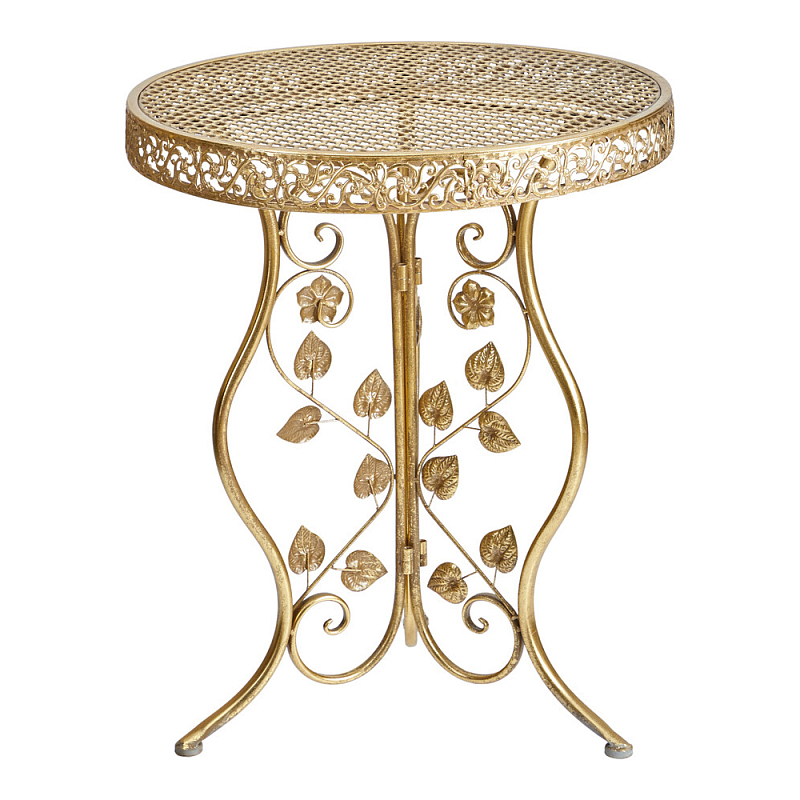 Столик приставной золотистый с орнаментом на столешнице Tanzania Золотой в Санкт-петербурге | Loft Concept 