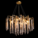 Люстра подвесная золотого цвета с разветвленными ветвями и прозрачными стеклянными подвесками Droplet Chandelier варинант исполнения - 3 | Loft Concept в Санкт-петербурге