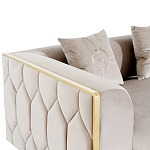 Диван двухместный  бежевый с золотым каркасом Bertrude варинант исполнения - 2 | Loft Concept в Санкт-петербурге