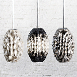 Подвесной светильник вертикальной овальной формы украшенный белыми круглыми бусинами Gradient Oval Pendant Lamp White варинант исполнения - 6 | Loft Concept в Санкт-петербурге