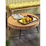 Журнальный столик с круглой фактурной столешницей из натурального дерева Vortex варинант исполнения - 6 | Loft Concept в Санкт-петербурге