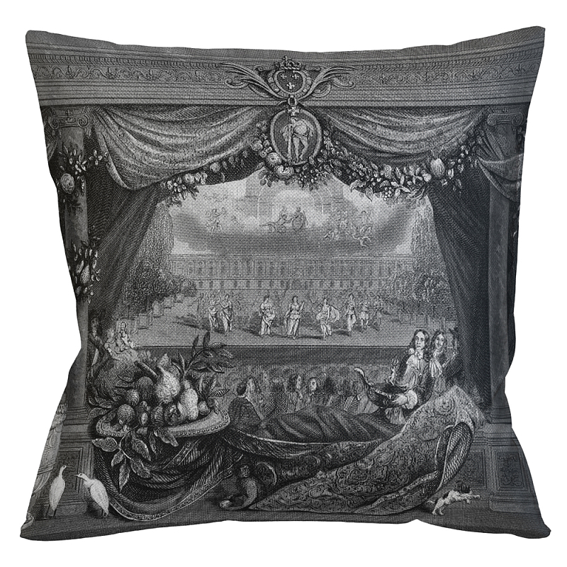 Декоративная подушка Louvre Palace Pillow Черно-белый Бежевый в Санкт-петербурге | Loft Concept 