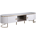 Тумба под телевизор белая овальная с мраморной столешницей Thoroughbass варинант исполнения - 1 | Loft Concept в Санкт-петербурге