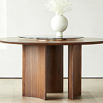 Стол обеденный круглый с двойной столешницей Walnut Wood Table варинант исполнения - 4 | Loft Concept в Санкт-петербурге