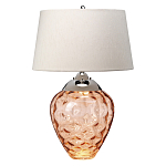 Настольная лампа с фактурным стеклянным основанием красного цвета с хромированной деталью у горловины и белым абажуром из искусственного шёлка Elstead Lighting варинант исполнения - 1 | Loft Concept в Санкт-петербурге