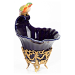 Чаша темно-синего цвета из фарфора с разноцветной птичкой Eden Garden porcelain and bronze варинант исполнения - 2 | Loft Concept в Санкт-петербурге