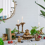 Подсвечник в форме пальмы с резными листьями и текстурным основанием Golden palm leaves варинант исполнения - 4 | Loft Concept в Санкт-петербурге