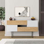 Комод c 2-мя белыми дверцами и 2-мя выдвижными ящиками цвета древесины EROS CONSOLE OAK WHITE варинант исполнения - 1 | Loft Concept в Санкт-петербурге