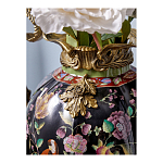 Ваза из фарфора черная с цветочной росписью и бронзовыми элементами Spring Garden варинант исполнения - 5 | Loft Concept в Санкт-петербурге