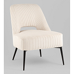 Кресло лаунж Бостон велюр рельефный молочный на черных ножках варинант исполнения - 1 | Loft Concept в Санкт-петербурге