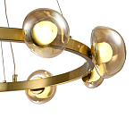 Люстра подвесная светодиодная с 9-ю круглыми плафонами коньячного цвета Iona Chandelier Brass  варинант исполнения - 3 | Loft Concept в Санкт-петербурге