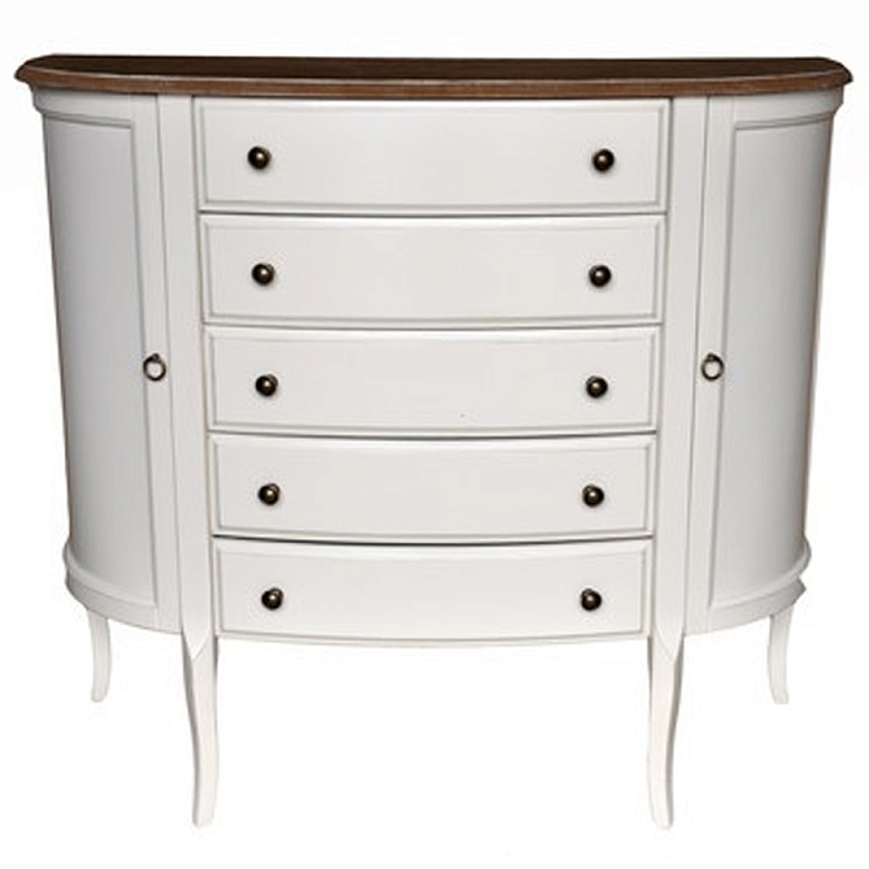 Комод полукруглый с ящиками и дверцами в стиле прованс Montmartre Provence Chest of Drawers Белый Орех в Санкт-петербурге | Loft Concept 