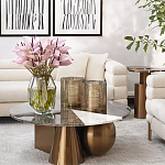 Дизайнерский журнальный стол с круглой столешницей на 3-х геометрических ножках Lehumod варинант исполнения - 3 | Loft Concept в Санкт-петербурге