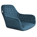 Барный стул со спинкой и подлокотниками на 4-х деревянных ножках Douglas Rhombus Синий Велюр варинант исполнения - 2 | Loft Concept в Санкт-петербурге