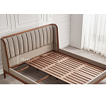 Кровать двуспальная с мягким изголовьем Moon Walnut Bed варинант исполнения - 9 | Loft Concept в Санкт-петербурге