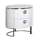 Тумбочка белая овальная с мраморной столешницей Thoroughbass варинант исполнения - 1 | Loft Concept в Санкт-петербурге