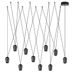 Подвесной светильник черными плафонами на длинных пересекающихся тросах Construction варинант исполнения - 7 | Loft Concept в Санкт-петербурге