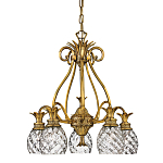 Люстра цвета латунь с 5-ю плафонами из рельефного стекла в форме ананаса Hinkley варинант исполнения - 1 | Loft Concept в Санкт-петербурге