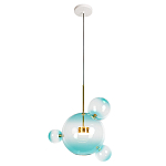 Подвесной светильник с прозрачными бирюзовыми стеклянными шарами и золотыми деталями Диаметр 43 Giopato & Coombes варинант исполнения - 1 | Loft Concept в Санкт-петербурге