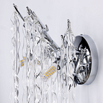 Бра цвета хром с ветвями и прозрачными стеклянными подвесками в виде вытянутых спиральных капель Droplet Chandelier варинант исполнения - 6 | Loft Concept в Санкт-петербурге