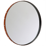 Зеркало овальное в металлической раме с кожаной отделкой Loft in Reflection варинант исполнения - 1 | Loft Concept в Санкт-петербурге