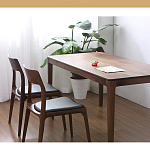 Стул деревянный с мягким сиденьем из черной натуральной кожи Moon Walnut Furniture варинант исполнения - 1 | Loft Concept в Санкт-петербурге