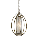 Подвесной светильник овальной формы с цилиндрическим плафоном в цвете сусальное серебро Kichler варинант исполнения - 1 | Loft Concept в Санкт-петербурге