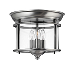 Потолочный светильник в форме фонаря с прозрачным цилиндрическим плафоном и тремя лампами в форме свечей Hinkley варинант исполнения - 1 | Loft Concept в Санкт-петербурге