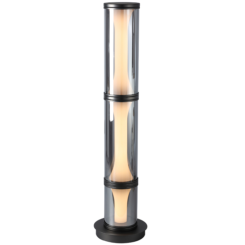 Стеклянный торшер Trina Flask Smok Black Floor Lamp Прозрачное Стекло Черный матовый Белый в Санкт-петербурге | Loft Concept 