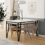 Стол обеденный с прямоугольной столешницей пыльного белого цвета на 4-х металлических ножках PAL ANCIENT WHITE варинант исполнения - 3 | Loft Concept в Санкт-петербурге