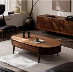 Кофейный стол овальный из дерева с 2-мя ящиками Coffee Walnut Table варинант исполнения - 1 | Loft Concept в Санкт-петербурге