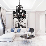 Люстра подвесная с плиссированными абажурами и множеством подвесок черного цвета Диаметр 62 см Lustre Reverie варинант исполнения - 4 | Loft Concept в Санкт-петербурге