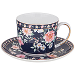 Чайный сервиз из фарфора синий на 6 персон 14 предметов Flower Porcelain Collection варинант исполнения - 2 | Loft Concept в Санкт-петербурге