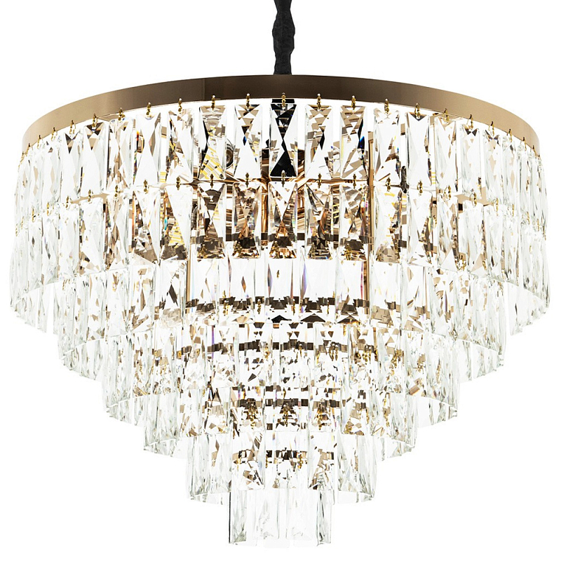 Люстра с прямоугольными хрустальными подвесками Lunet Crystal Rectangulars Chandelier 12 Золотой Прозрачное Стекло в Санкт-петербурге | Loft Concept 