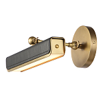 Светильник для картин цвет винтажная латунь с прямоугольным плафоном из кожи черного цвета Alora варинант исполнения - 4 | Loft Concept в Санкт-петербурге