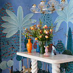 Обои ручная роспись Malwa Special Colourway on blue painted Xuan paper варинант исполнения - 1 | Loft Concept в Санкт-петербурге