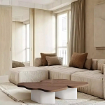 Дизайнерский журнальный стол с фигурной столешницей на белом основании Holarisex варинант исполнения - 1 | Loft Concept в Санкт-петербурге