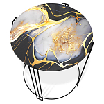 Стол журнальный круглый со столешницей из стекла Gold and Black Marble варинант исполнения - 2 | Loft Concept в Санкт-петербурге