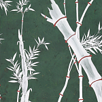 Обои ручная роспись Bamboo Argent on Edo Green painted silk варинант исполнения - 2 | Loft Concept в Санкт-петербурге