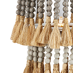 Подвесной светильник двухъярусный с декором из круглых деревянных бусин с кисточками Gray Brown Wooden Beads Chandelier варинант исполнения - 1 | Loft Concept в Санкт-петербурге