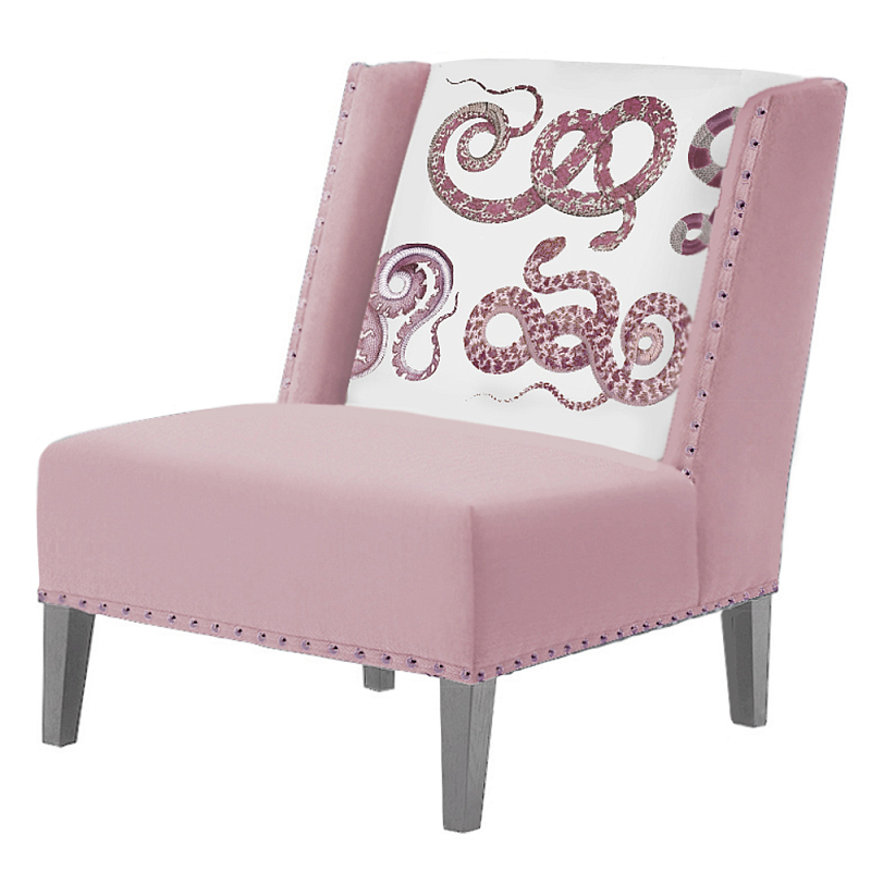 FUN Armchair Snakes Pink-White Дизайнерское кресло с цветным принтом  Розовый пастельный в Санкт-петербурге | Loft Concept 