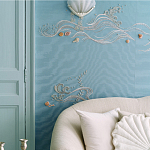 Обои с вышивкой ручной работы Amami Waves Moonbeam colourway on silk moire варинант исполнения - 2 | Loft Concept в Санкт-петербурге