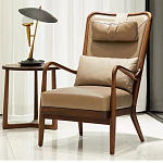 Кресло c каркасом из массива дерева и с мягким подголовником Walnut Armchair варинант исполнения - 1 | Loft Concept в Санкт-петербурге