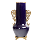 Ваза темно-синяя фарфоровая с бронзовыми ручками и ножками Eden Garden варинант исполнения - 1 | Loft Concept в Санкт-петербурге