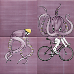 Плитка с узором Осьминог велосипедист варинант исполнения - 2 | Loft Concept в Санкт-петербурге