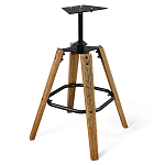 Барный стул со спинкой и металлической подставкой на 4-х деревянных ножках Синий Велюр Vendramin Chair варинант исполнения - 4 | Loft Concept в Санкт-петербурге